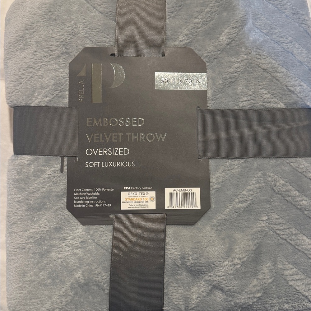 Prella Gray Embossed Velvet Throw New in package - Picture 4 of 4